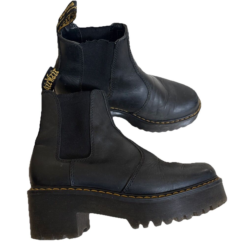 Dr. Martens Rometty Chelsea Black Platform Slip On Boots Sz 5 Fits US 6